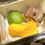 京懐石 みのきち - 鰻寿司　鯛の雲丹焼き　若桃煮