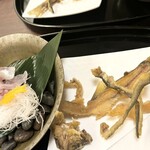 京懐石 みのきち - 鮎のあらい　骨せんべい