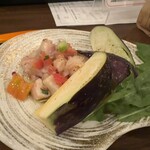 Petalo 渋谷ストリーム - ホタテとフルーツトマトと水ナスのサラダ