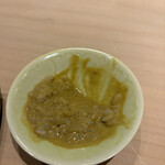 北の華 はやし - 肝ソースにシャリを混ぜる。アワビそのものを凌駕する肝ソースにシャリの存在感を感じる