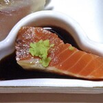 山形屋旅館 - 夕食（ヤシオマスの刺身）