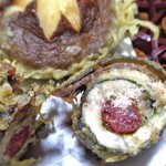 山形屋旅館 - 夕食（イワシの梅肉巻き天ぷら）