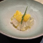 日本のイタリア料理店 sai - 石カレイと和風のジュレ、柑橘風味
