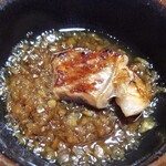 山形屋旅館 - 夕食（常陸牛の鉄板焼き；タレで）