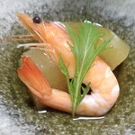 山形屋旅館 - 夕食（トウガンとエビの煮物冷製）