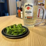 肉工房 千里屋 ホルモンバル - 枝豆とメガハイ