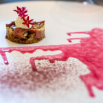 プレゼンテ スギ - 2024.7 夏キョンの温製タルタル ひばオイルのマヨネーズ 発酵紫キャベツのソースとパウダー