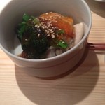 楽食ふじた - 小長井かきとほうれん草のお浸し（2014.3.30）