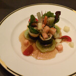 鮎知 - 鮎のバターソテー(サラダ仕立て）上からパシャ