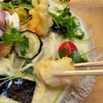 飯田商店 - 『湯河原十二庵の青大豆豆乳と山葵と酢橘の冷し麺』