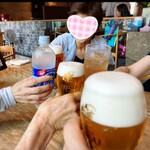 くし路 - 乾杯！　ジンジャエール530円、炭酸水530円。　それにしてもエビスの素晴らしい泡！