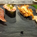魚がし日本一 - せんべろ　にぎり　いか　鰹　ねぎとろ　焼きげそマヨネーズ　オクラ梅肉