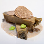 レストラン オオツ - 2024.7 磯崎産黒鮑 黒鮑100%の擂り流し サマートリュフ 群馬産味緑（枝豆）