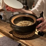 動悸 - 鶏と牛蒡の土鍋ご飯