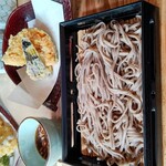 そば源 - 野菜天ぷらとそば(1320円)＋大盛り(330円)