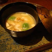 ラ・ボンバンス - 茨城産の栗スープ　うに茶巾の胡麻豆腐　溶き辛子