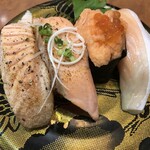 回転寿司 えりも岬 - サーモン４貫盛り