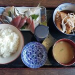 塩湯 - 塩湯定食❤️あじメインのお刺身盛りでした。1,000円。