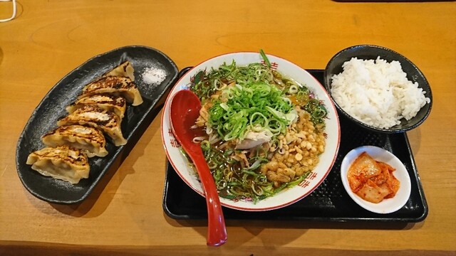 ラーメン定食 ギョーザ定食(元祖八画らーめん こってり ねぎ・もやし大盛＋白