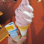 森のフワフワクレープ屋さん - 溶けるのがめちゃくちゃ早い「巨峰＆生乳ミックス(\260)」。