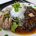 レストランミートアイランド - 左立田揚げの右ステーキ