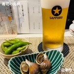 寿司の丸将 - お通しと生ビール