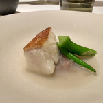 レストラン オオツ - 愛媛愛南町産スジアラ（クエの仲間）大洗産蛤スープ オクラ