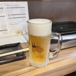 ホルモン焼肉 ハレノヒ - 生ビール。美味し。