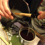 醍醐 - 蕎麦湯は、下にとごるので、かき混ぜる棒がついてきます！