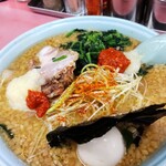 山岡家 - みそネギチャーシュー中盛り背脂変更多め＋煮玉子＋ほうれん草増し