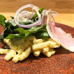 洋食 おがた - 前菜　熊本産”走る豚のロースハム”のサラダ