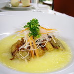 リストランテ　カルド - 前菜、牡蠣のムニエル 大根おろしのバターソース
