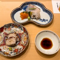 鮨 楽味 - 焼き鱧　琵琶マス　ノドグロ　タコ