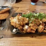 うどん居酒屋 江戸堀 - ハムカツ＆おつまみ鶏天おろしポン酢 中サイズ