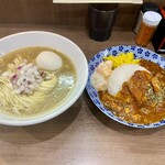 ヌードル＆スパイスカレー 今日の1番 - 朝限定セット ¥1,000-(税込)
      かけソバ(煮干し)＋本日のカレー(サバカレー)