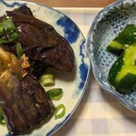 道の駅 みなかみ水紀行館 - 茄子の煮浸し、胡瓜の塩糀漬