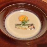 日本料理若林 - ②鮎の擦り流し〜こちらも初めて。インスタ見たら手間暇かかっているんだなぁ。