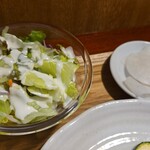 キッチン ブルー グローブ - サラダ、お新香のアップ