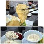 いつも月よに米のめし - ◆アジフライ、自家製タルタル添え(580円） ＊肉厚で美味しい「アジフライ」です。 自家製タルタルに入っているのは、最初「らっきょう」かと思ったのですけれど、ナンでしょ。(^_^;) 面白い食感ですが、タルタルとしては美味しい。