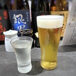 いつも月よに米のめし - ◆生ビール(600円）、白糸70(650円）・・白糸酒造（田中六十五なども有名)さんのお酒は口当たりがよく少し甘めで好みです。