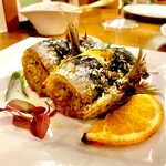 Trattoria NOTO - 20240729鰯とオレンジの香草パン粉焼き “ベッカフィーコ”2ピース1,000円