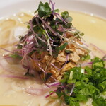 NIBOSHI MANIA - 冷やし淡麗あんこうとあん肝潮いりこソバ中心部