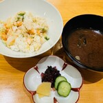 てんぷら 下村 - 天バラ、赤出汁、香の物