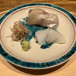 温石 - エボ鯛とあおりいかのお造り