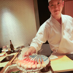 すし 良月 - ボタン海老炭焼き、和歌山三ツ星醤油