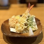 手打そば風來蕎 - 天せいろの天ぷら