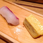 板前寿司 - 縞鯵、玉子焼き