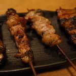 かぶと - 左から 一口蒲焼き ばら身 尻尾 くしまき