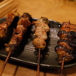 かぶと - 左から 一口蒲焼き ばら身 尻尾 くしまき