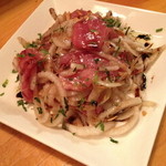クッチーナ笑多 - 本マグロと淡路新たまねぎのおさしみサラダ（１人前５００円×２）２０１４年３月